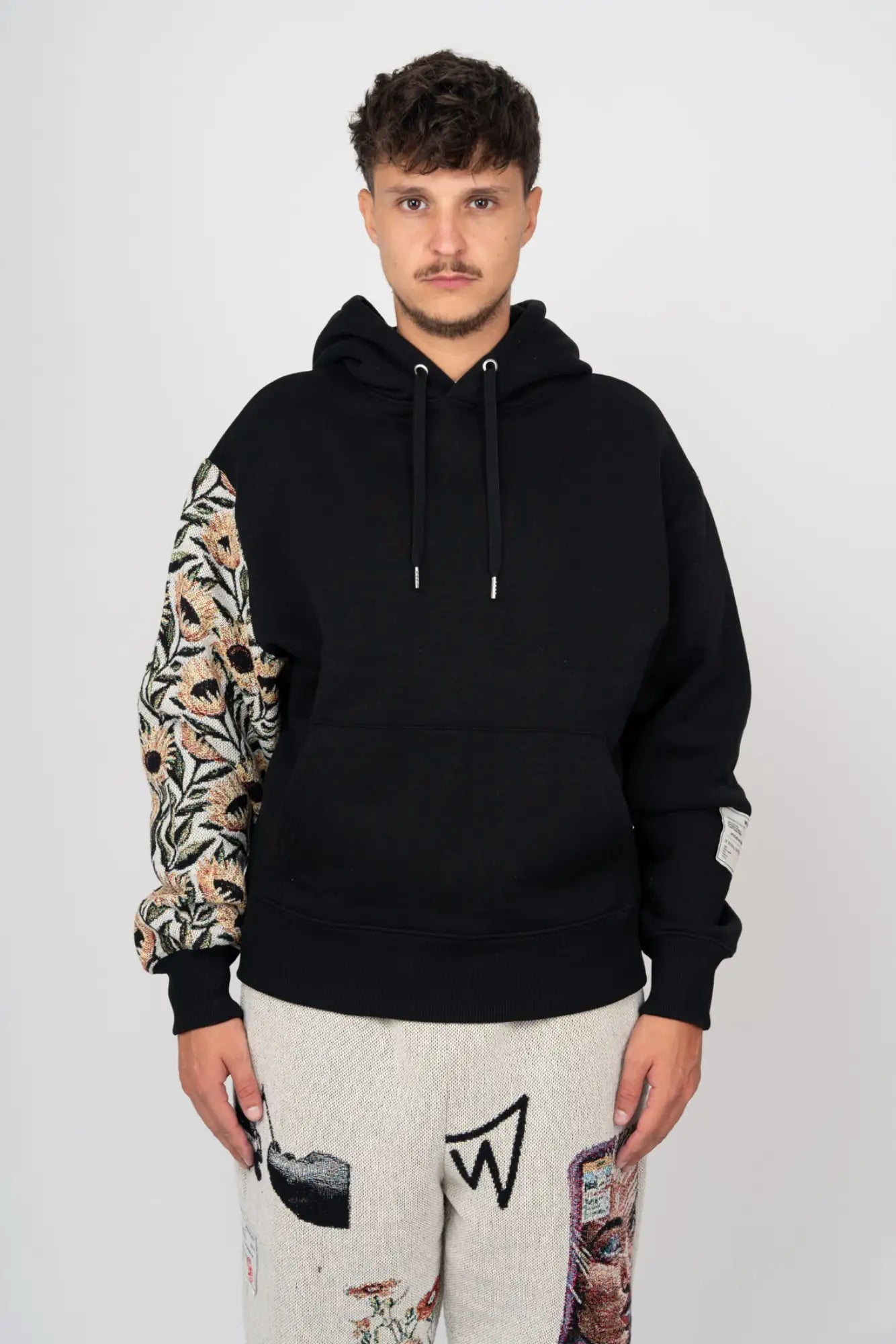 Black hoodie with sunflower hot sale